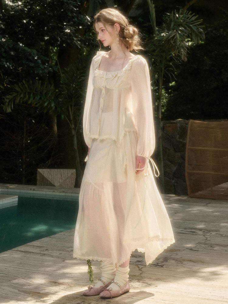 Tencel Air Fabric Shirt & Skirt Set