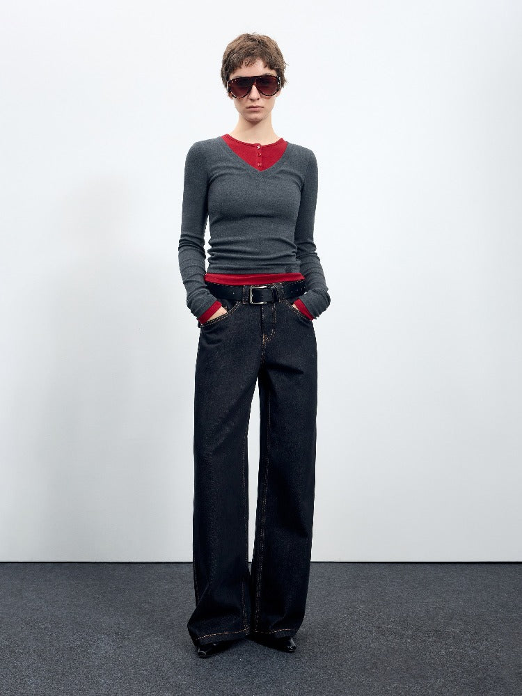 Raw Denim Straight Jeans