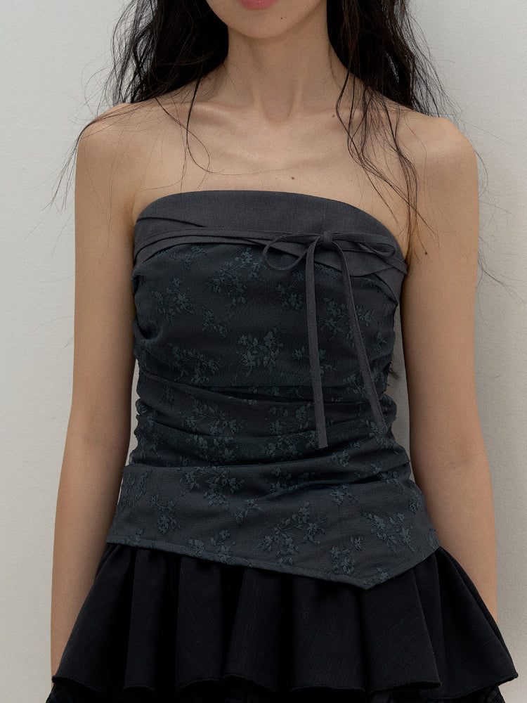 Sleeveless Off-Shoulder Lace Splicing Bustier
