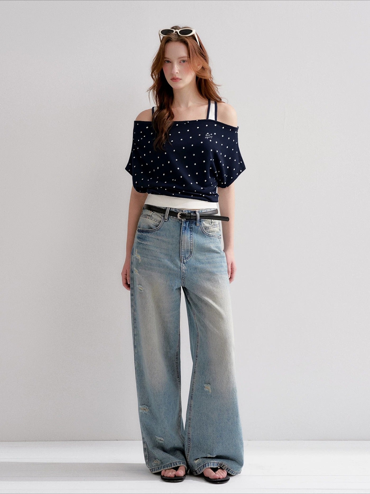 Polka Dot Contrast Top