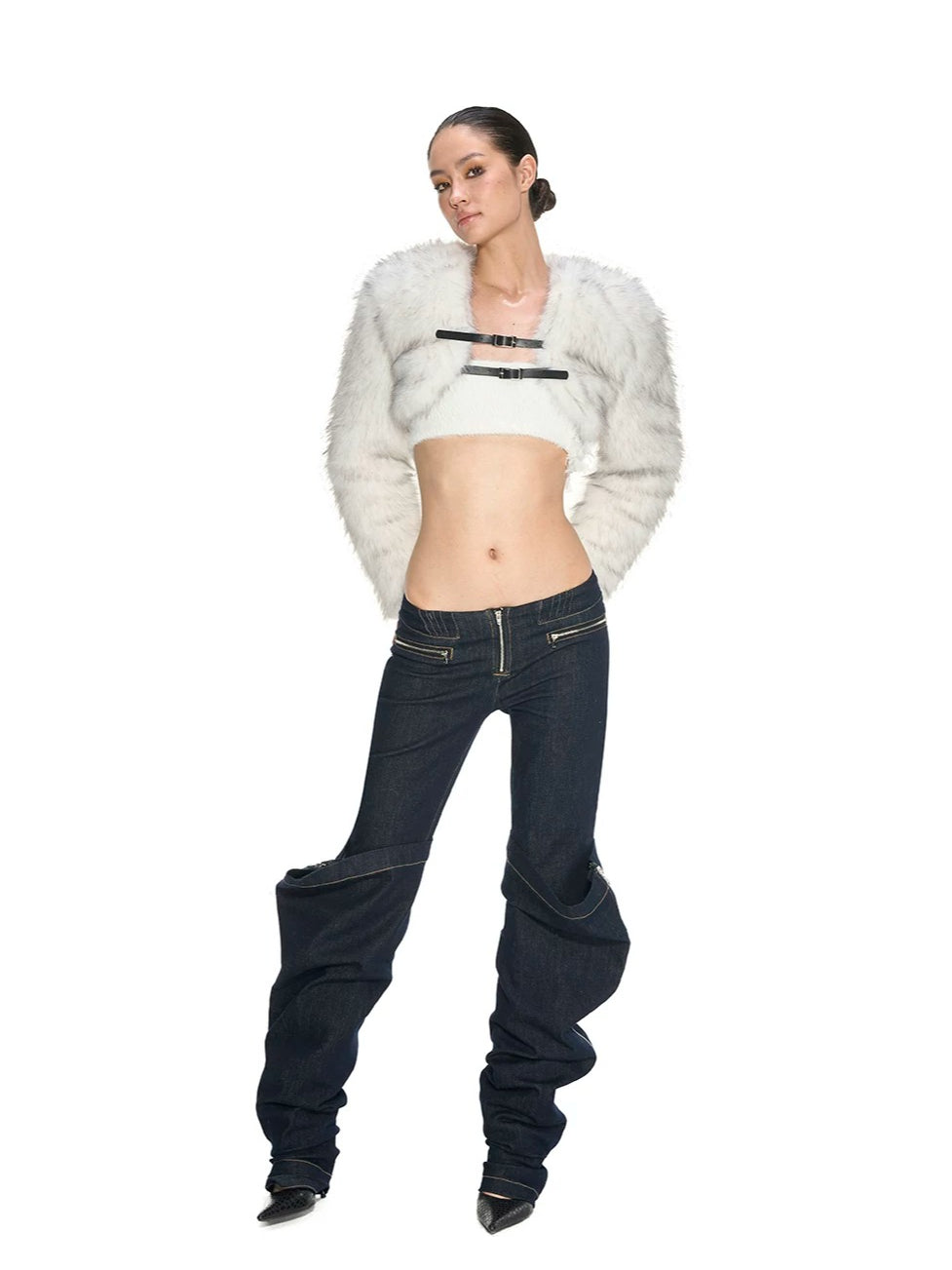 Low-Rise Zip Flare Jeans
