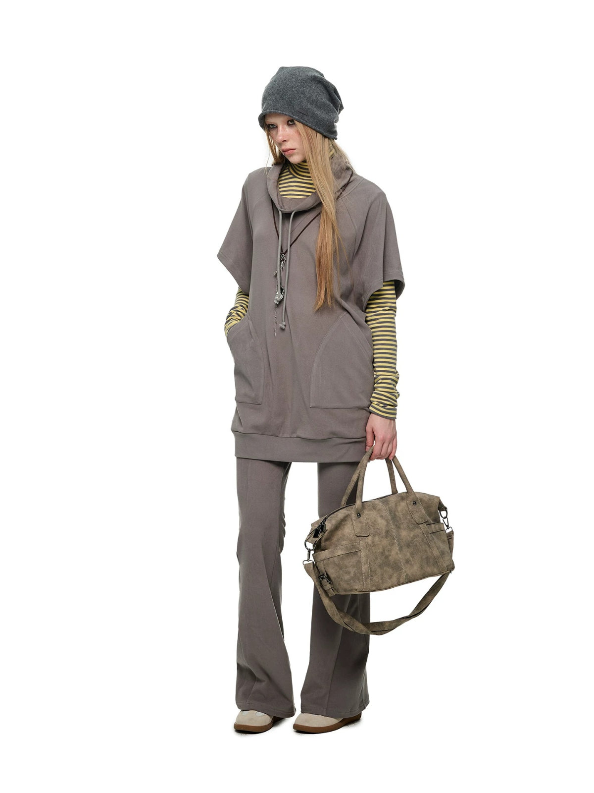 Striped Turtleneck Hoodie Set