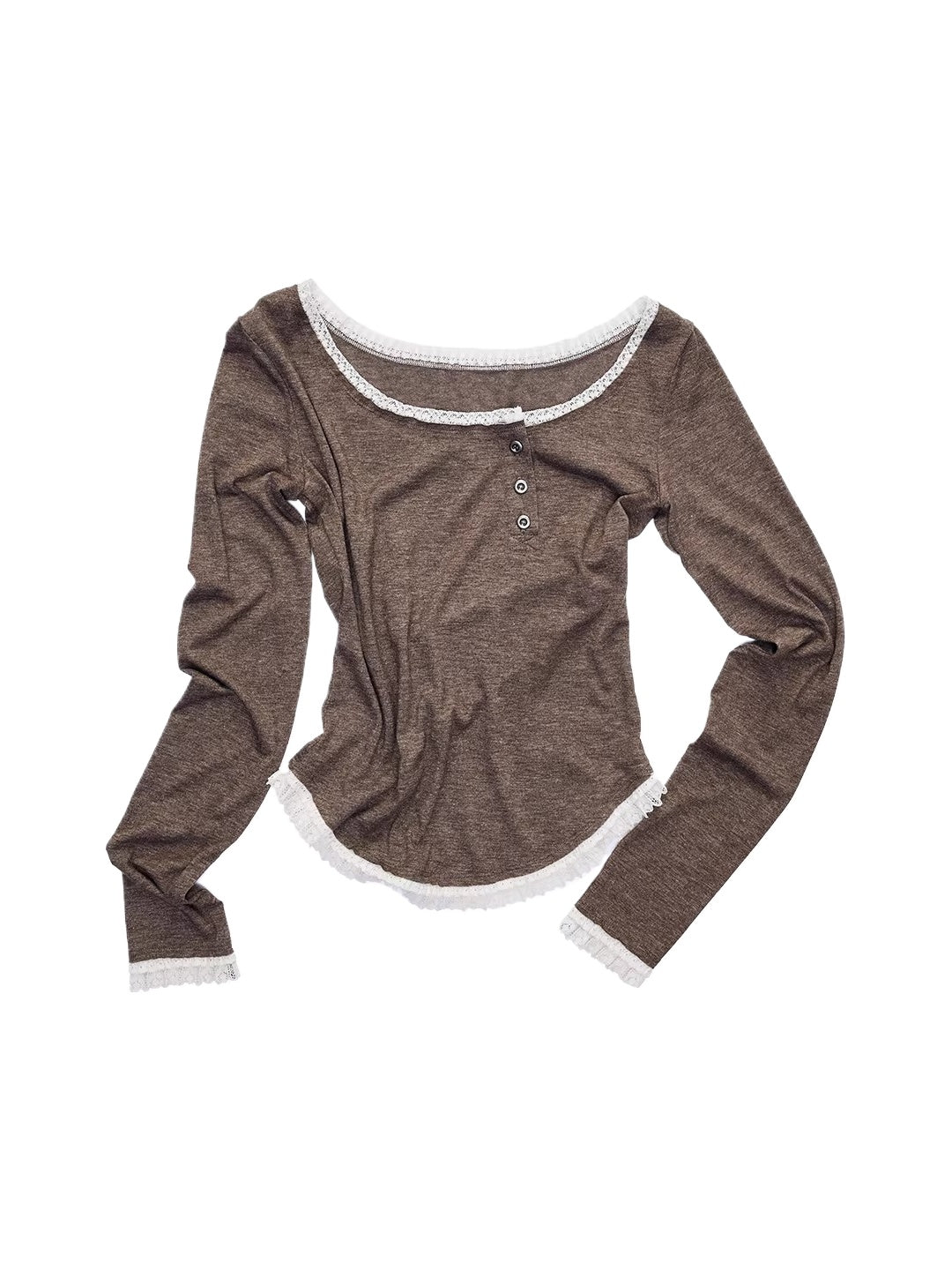 Lace Trim Henley Top