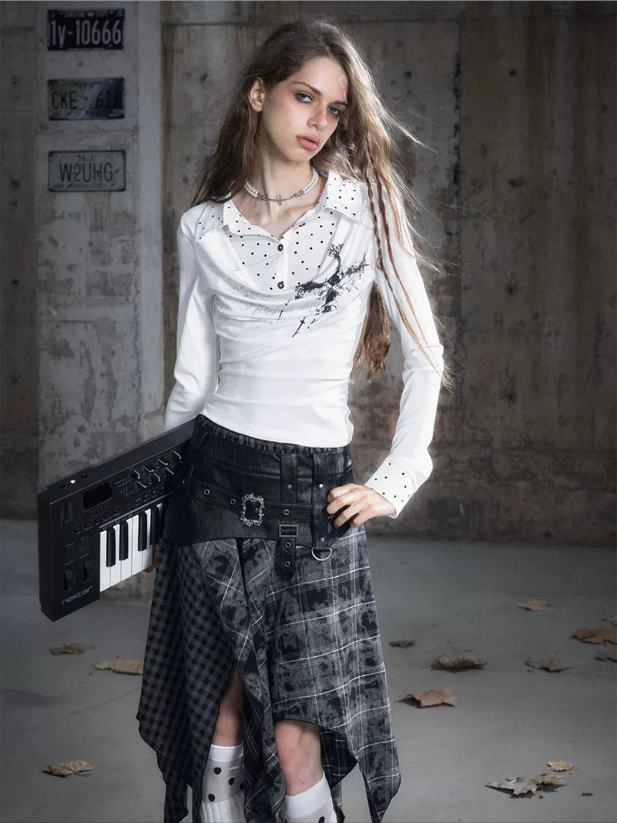 Checked Ruffle Blouse
