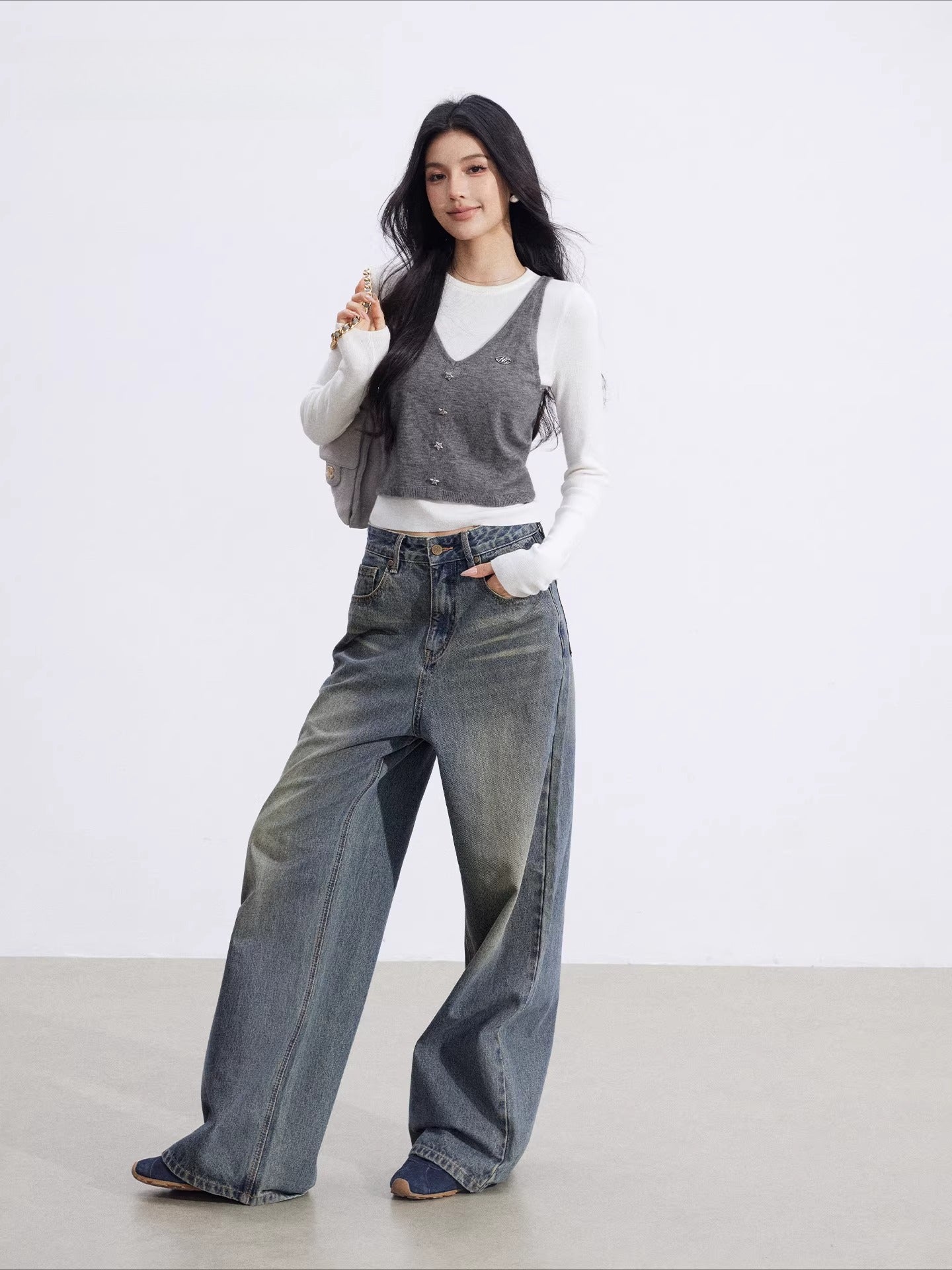 Gray Knit Layered Set