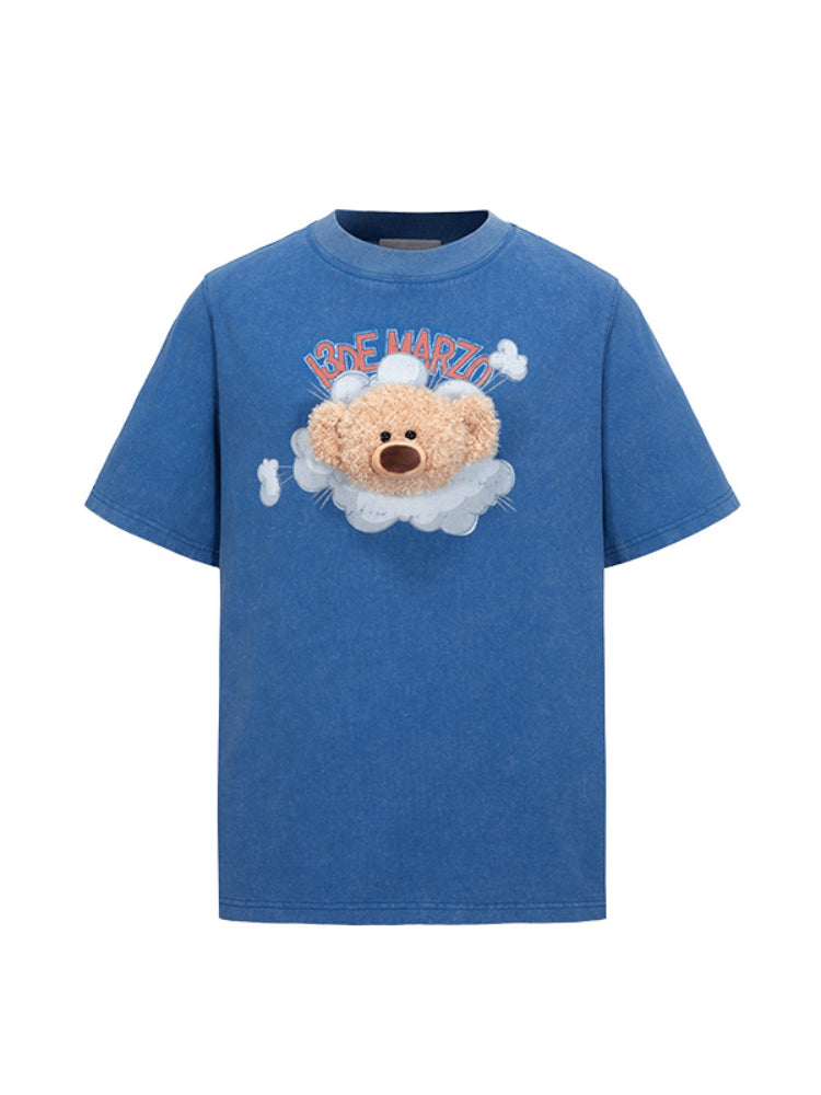 Illustrated Bear Short-Sleeve Cotton T-Shirt