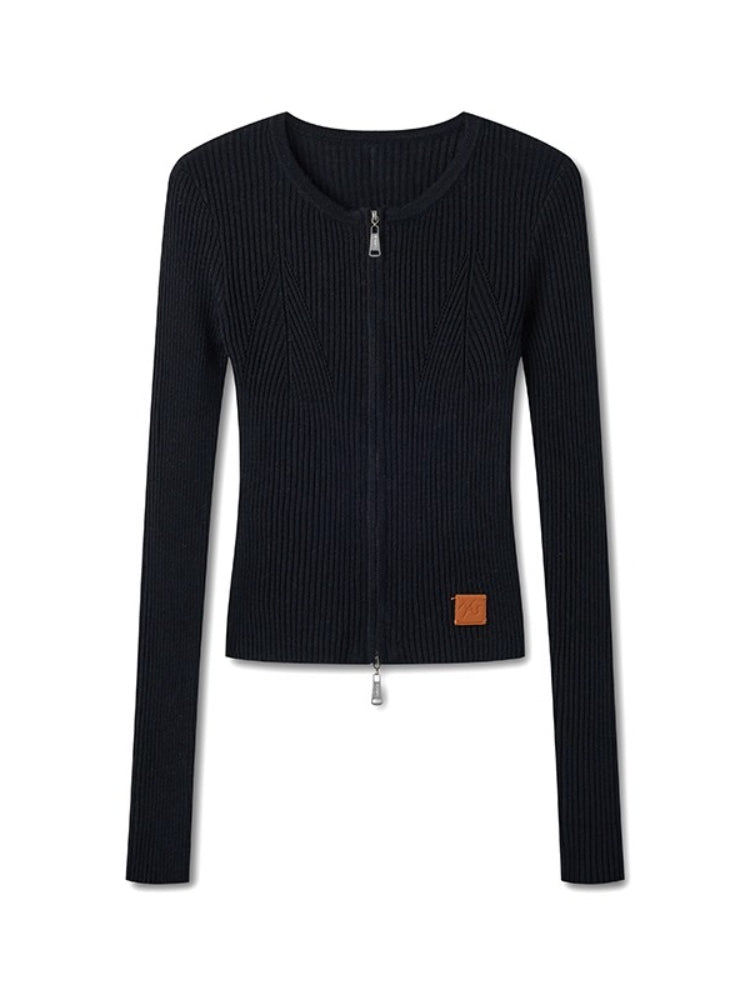 Batwing Knit Zip-Up Cardigan