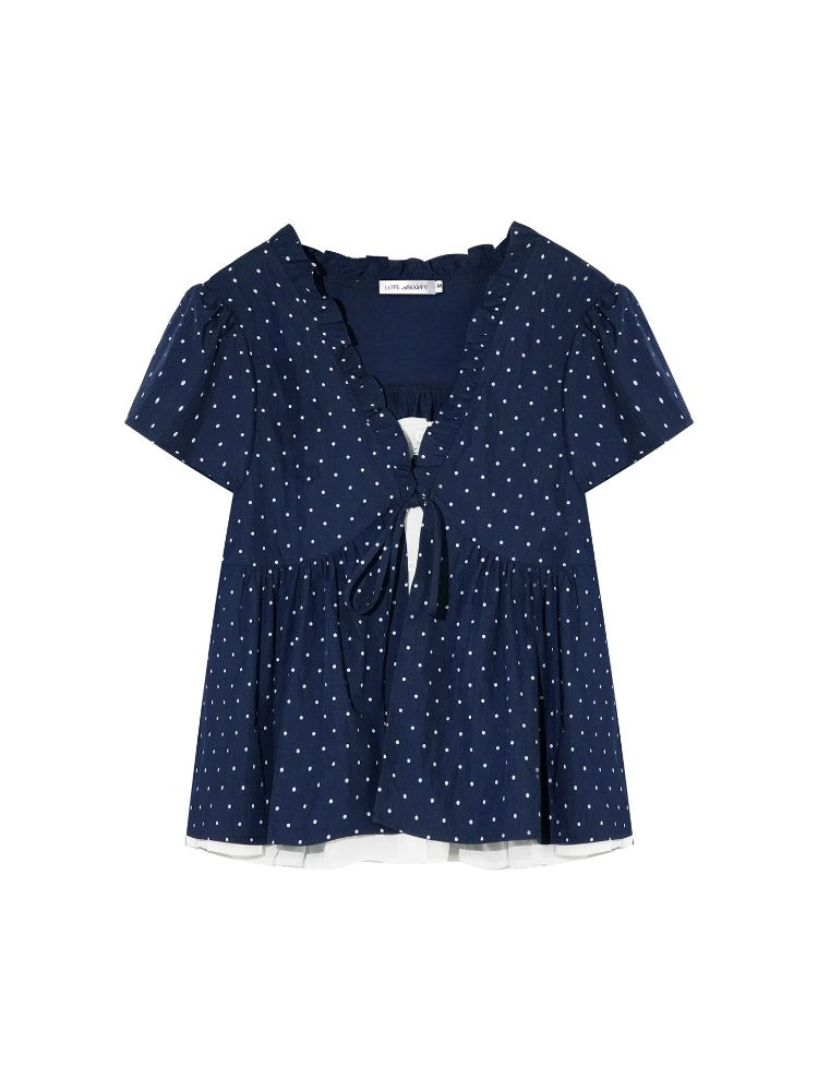 Polka Dot Ruffle Blouse