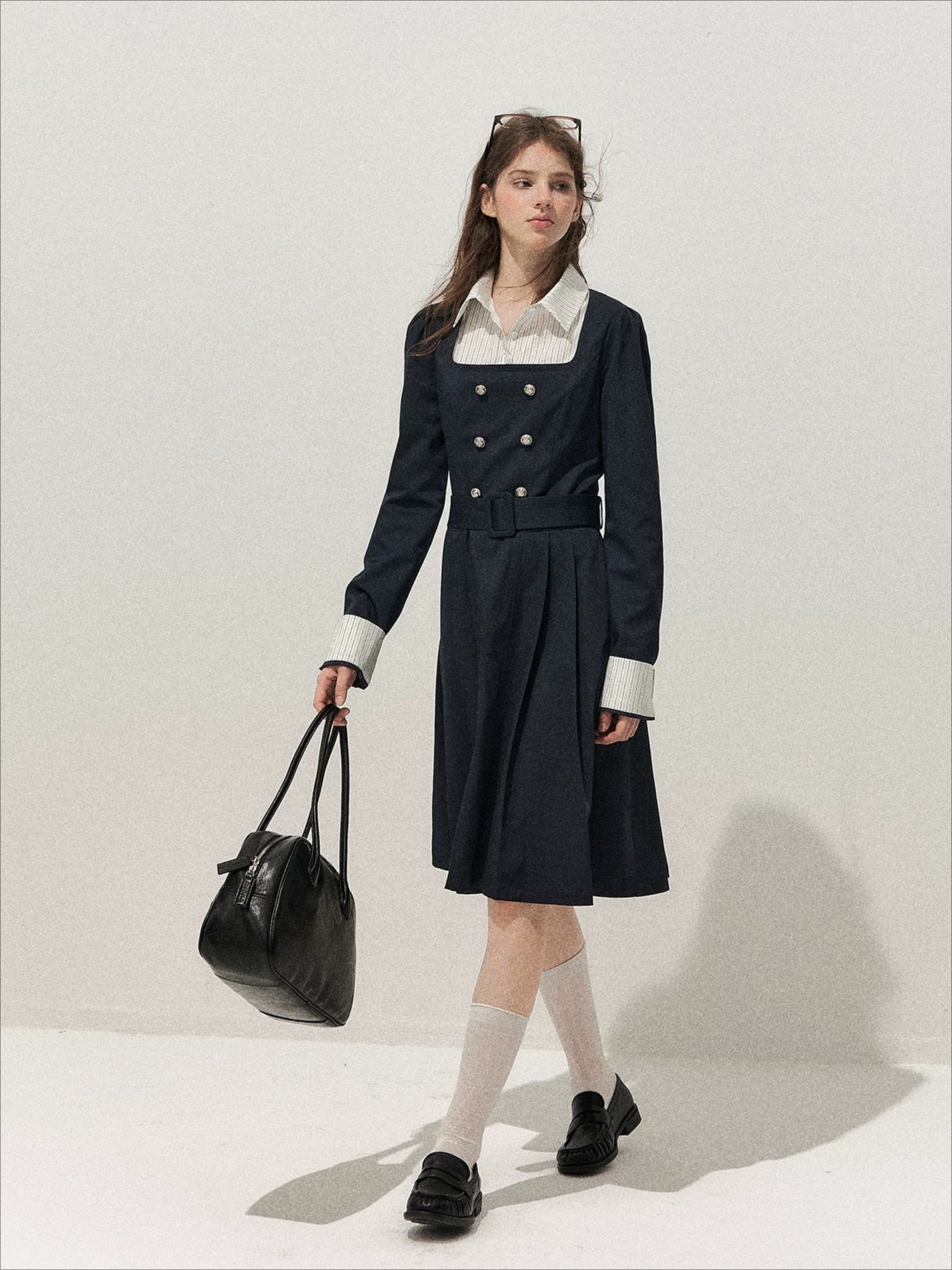 Vintage Mock-Layer Trench Dress