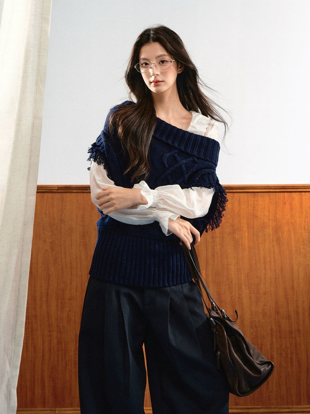 Asymmetric Ribbed Knit Vest