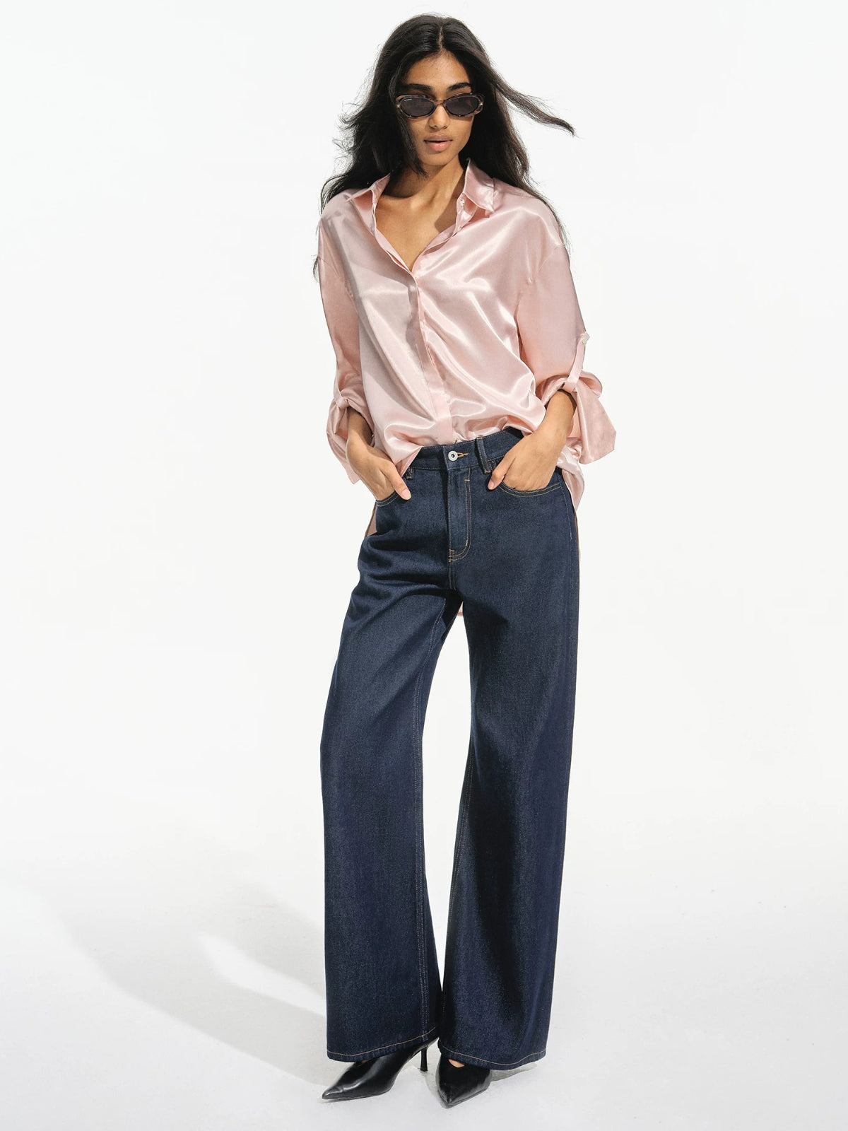 Acetate Satin Relaxed Polo Shirt