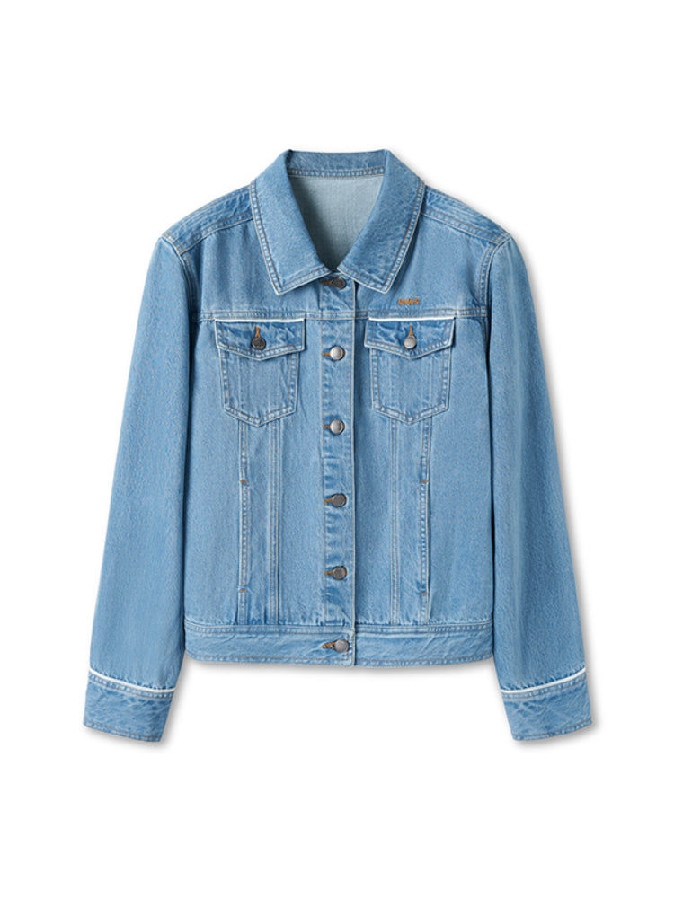 Modern Denim Regular-shoulder Structured Short Coat