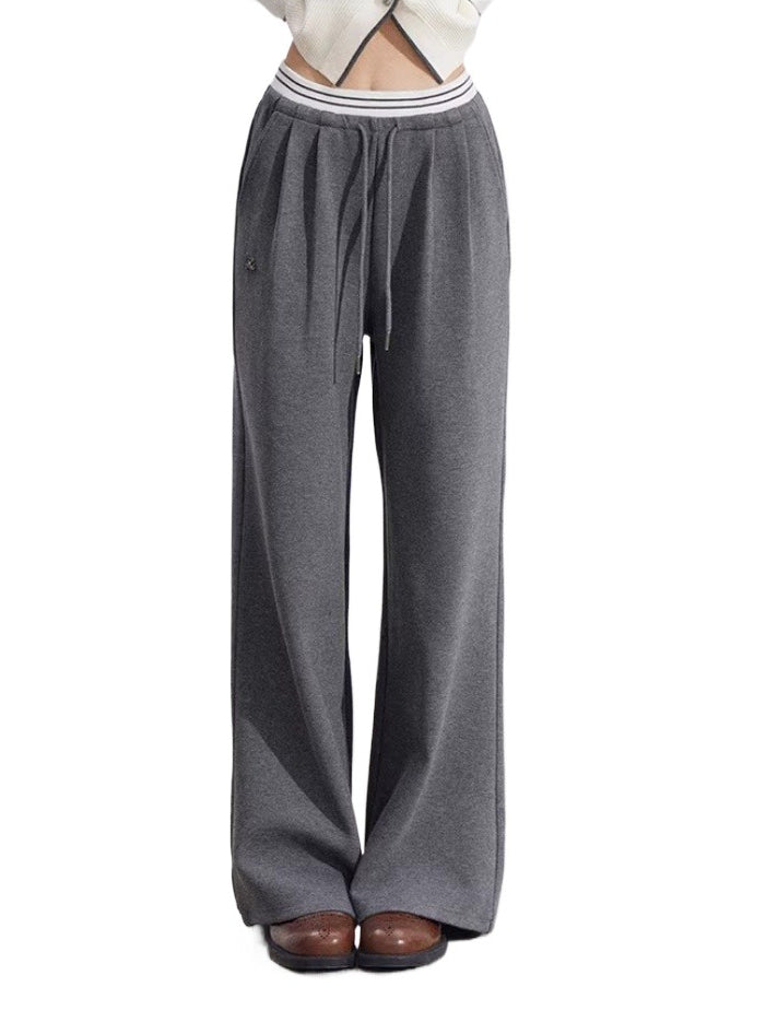 Faux-Layer Patchwork Wide-Leg Pants