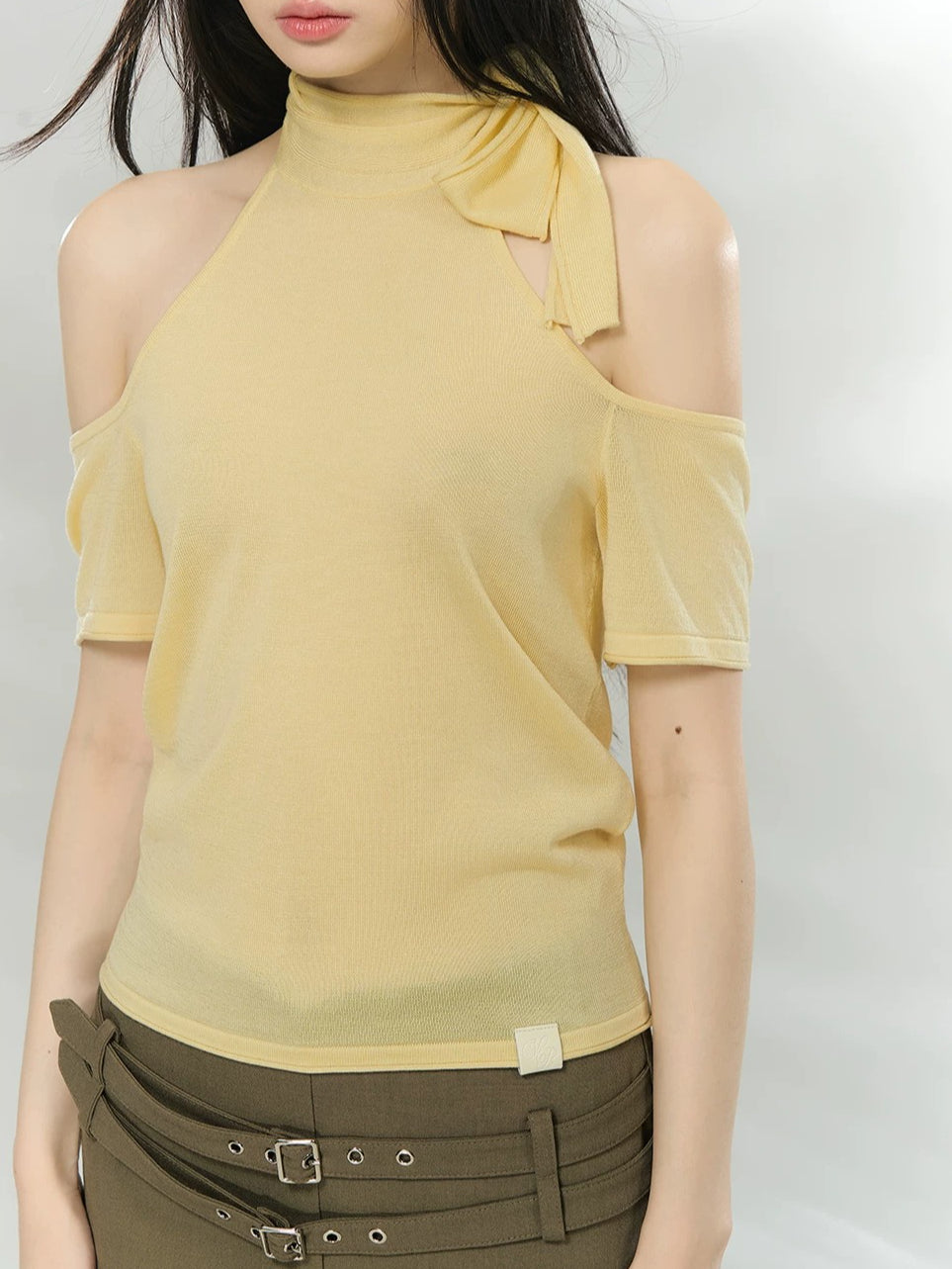 Cutout Halter Knit Top