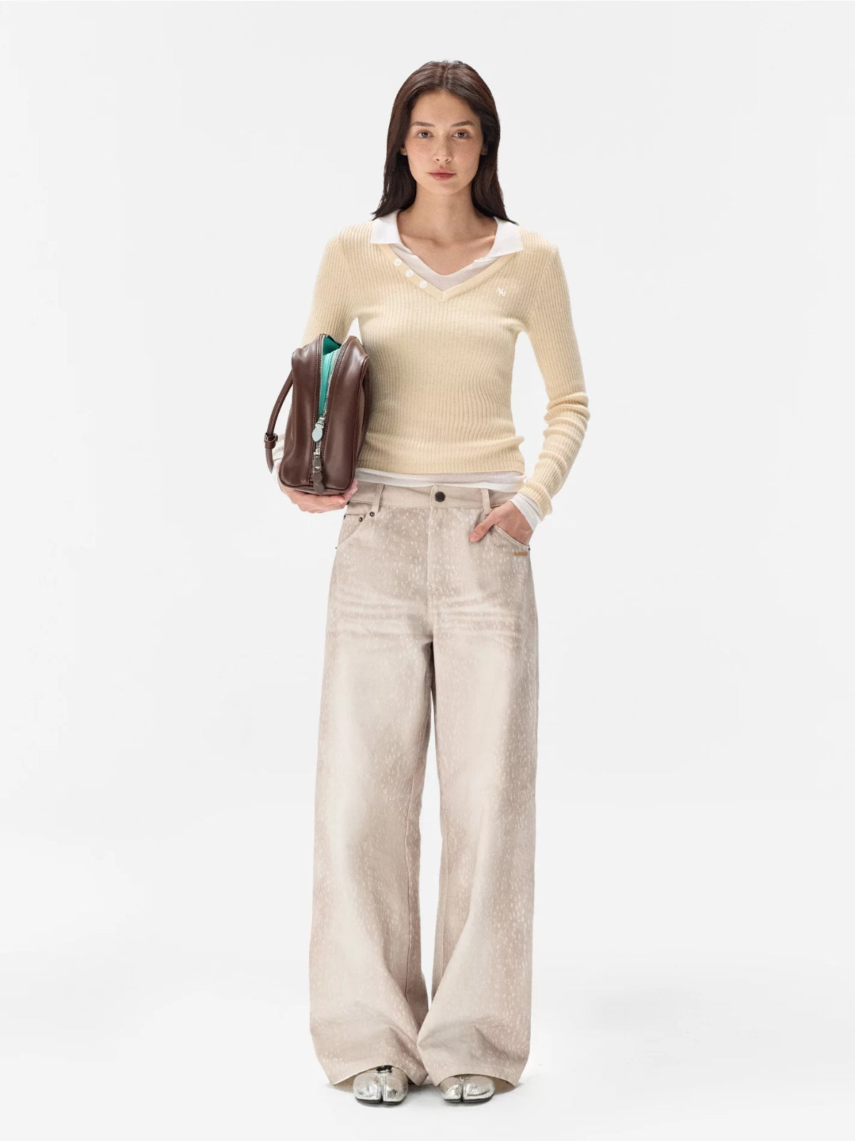 Deer Print Straight Leg Pants
