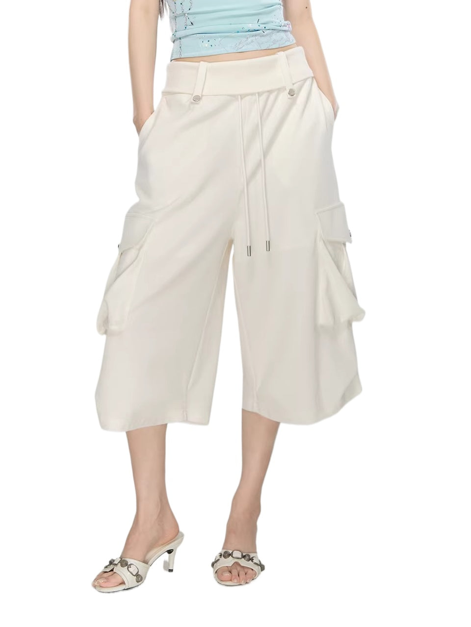 Waffle Cargo Cropped Pants
