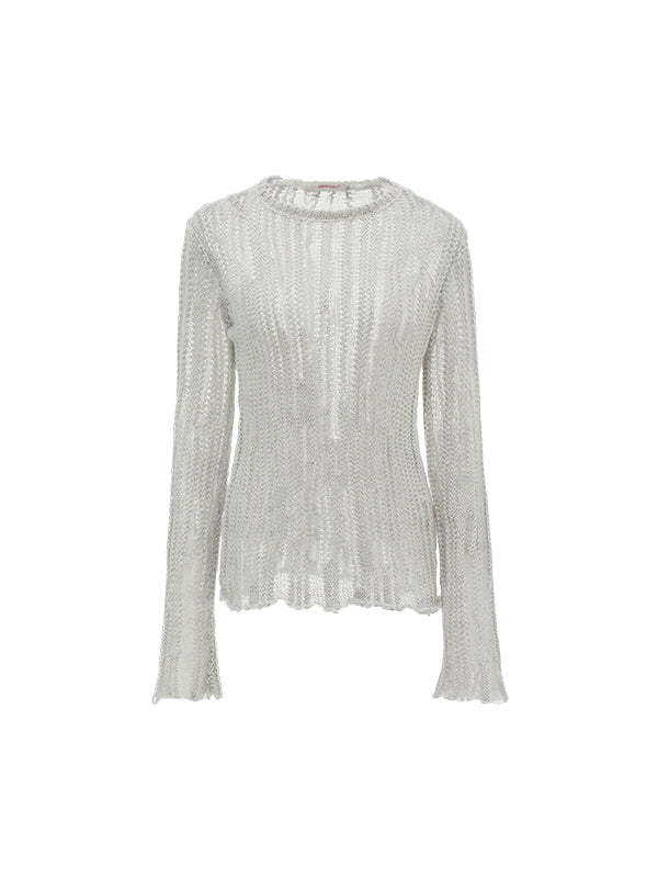 Black & Gray Hollow Knit Sweater