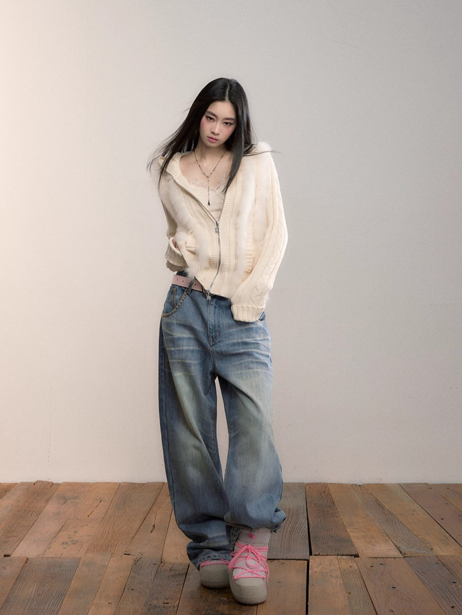 Vintage Wash Straight Jeans