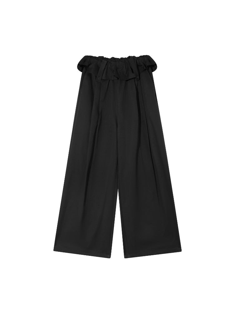 Brown & Black Fold-Waist Balloon Pants