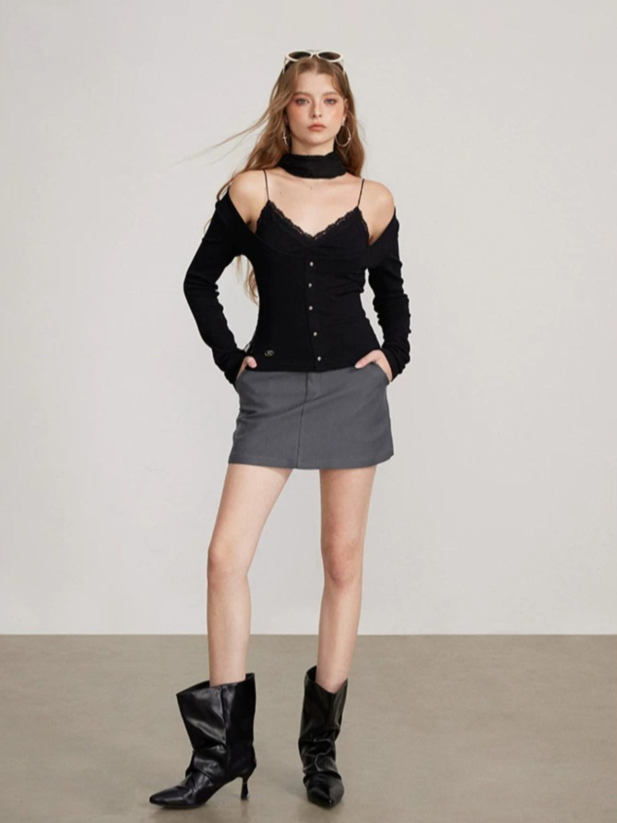 Layered Camisole Panel T-Shirt Top
