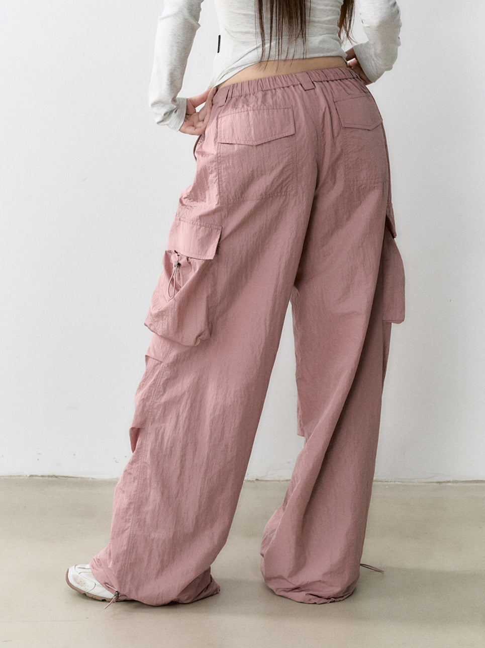 Mesh Pocket Cargo Wide-Leg Pants