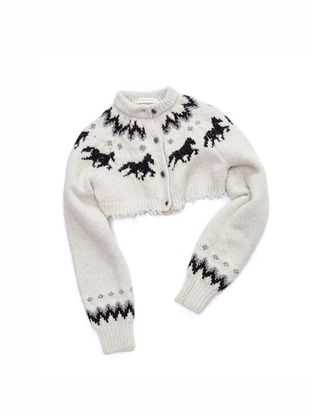 Fair Isle Pony Jacquard Knit Short Cardigan & Shorts Set