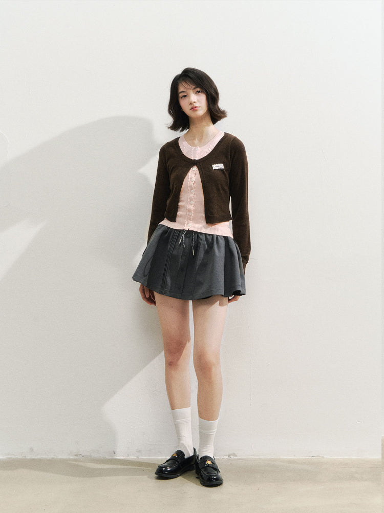 Lace Collar Fake Two-piece Cardigan
