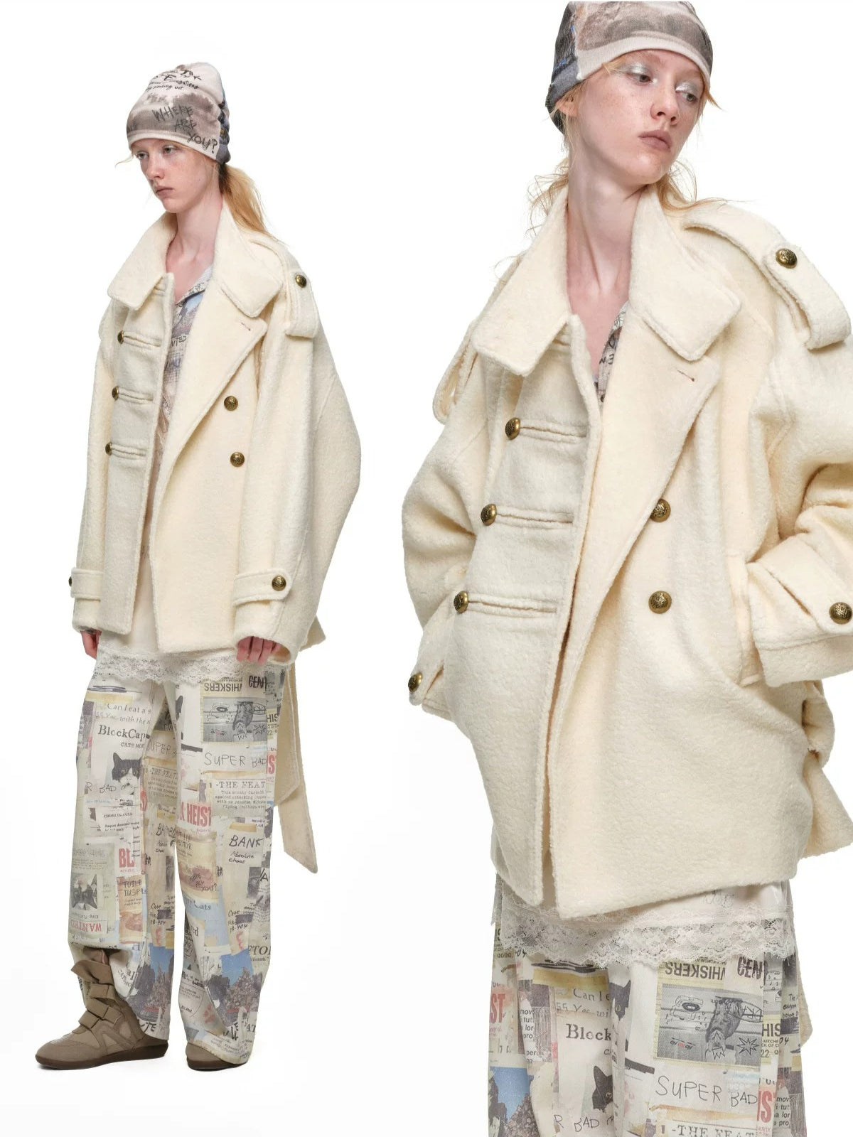 Napoleon Double Breasted Tweed Coat