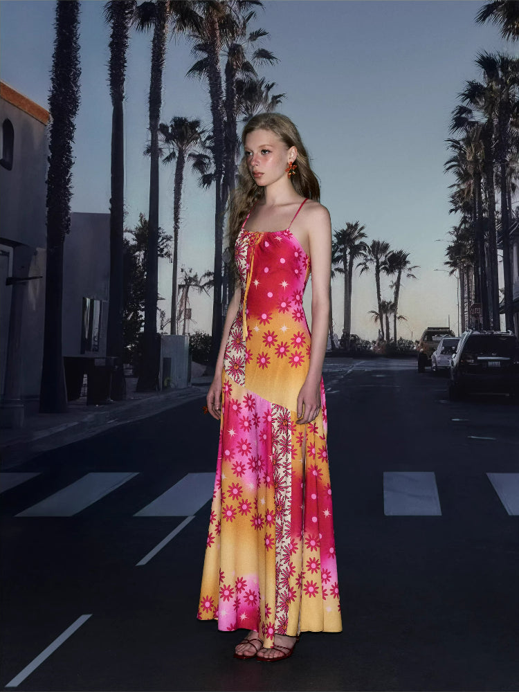 Summer Print Slit Maxi Dress