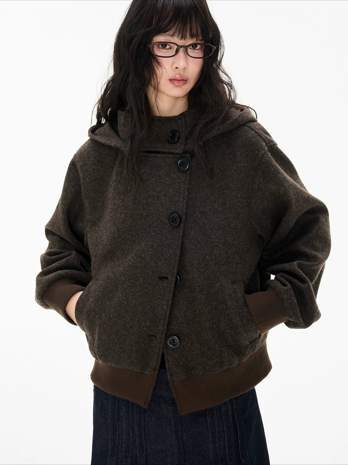 Hooded Wool Blend Jacket