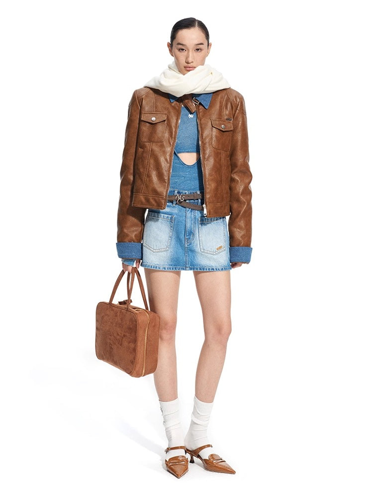 "Rose Series" Faux Shearling PU Leather Jacket