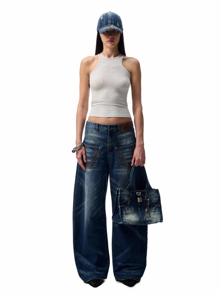 Basic Solid-Color Embroidered Slim-Fit Vest