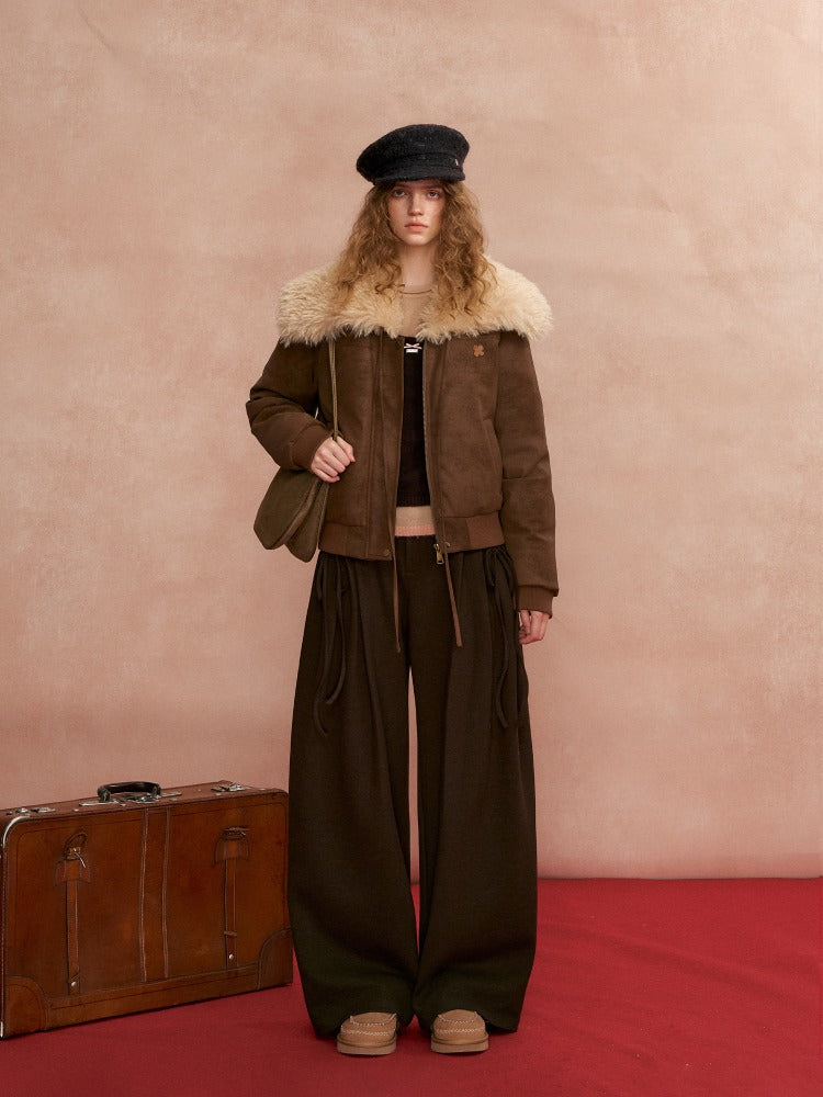 Pleated Bow Wool Pants