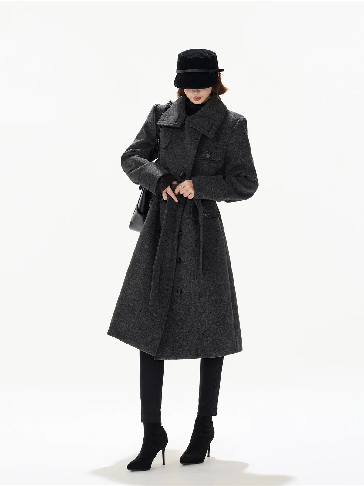 Gray Double Breasted Wool Coat