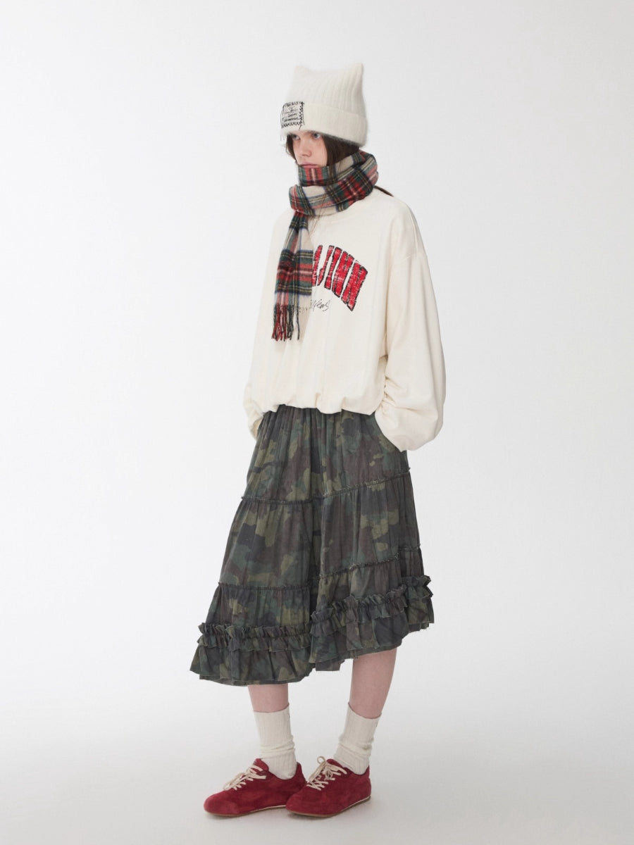 Retro Letter Print Balloon Sweatshirt