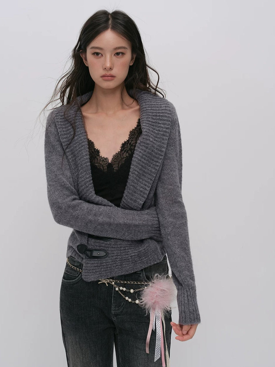 Layered Collar Knit Cardigan