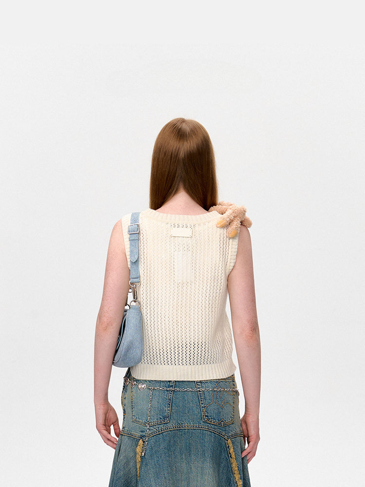 Graffiti Logo Knit Hollow Vest