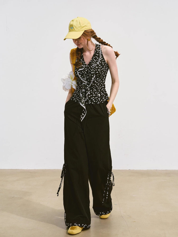 V-Neck Lace Halter Vest