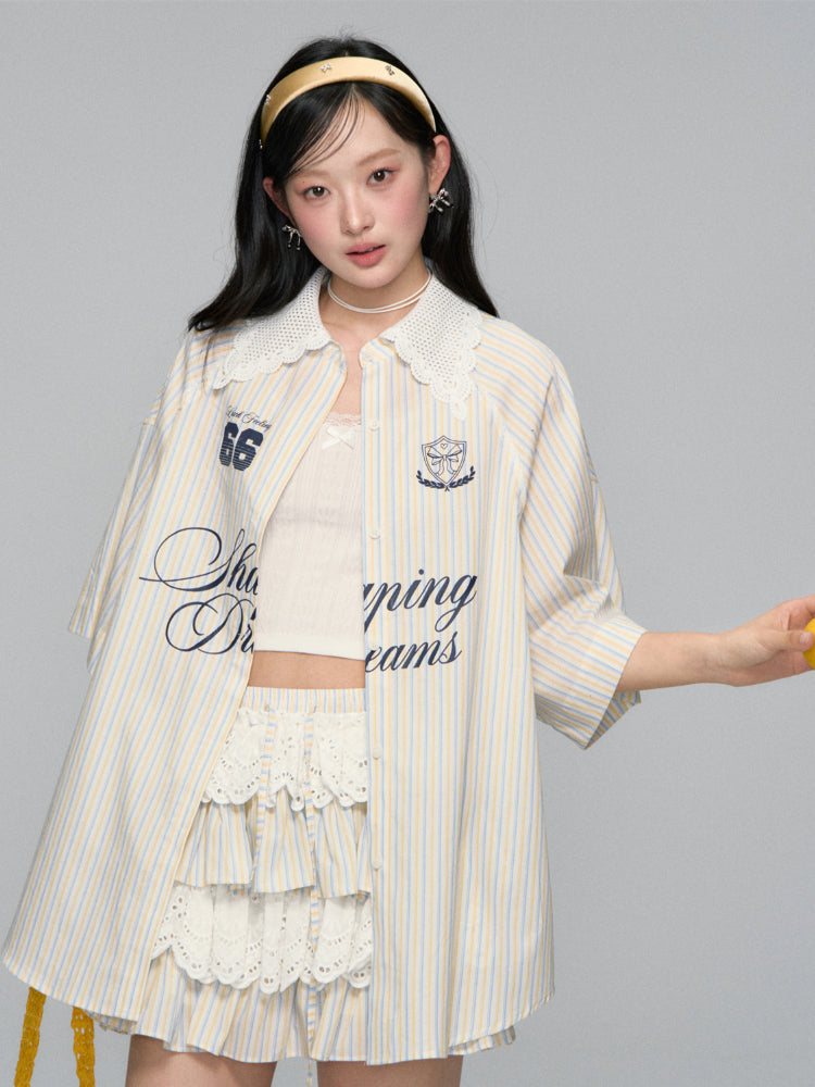 Striped Jersey Shirt Coat & Skirt Set