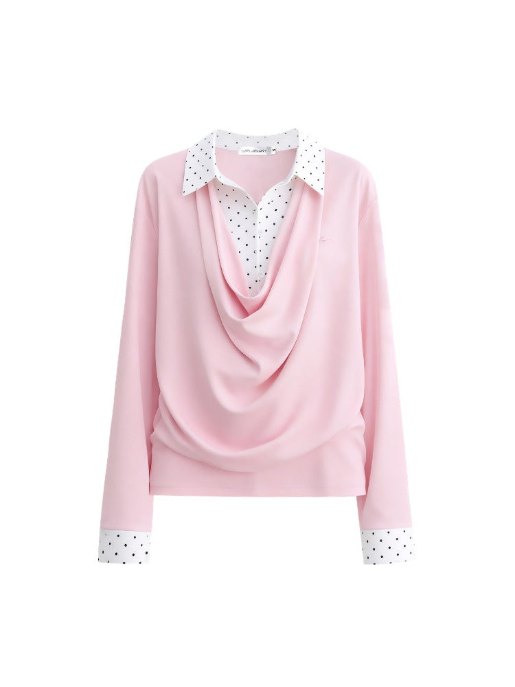 Polka Dot Layered Drape Top