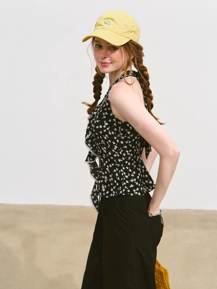 V-Neck Lace Halter Vest