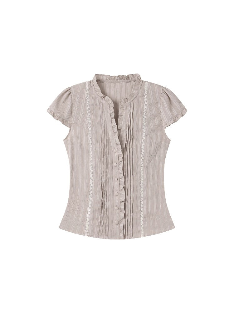 Ruffle Lace Waist Shirt