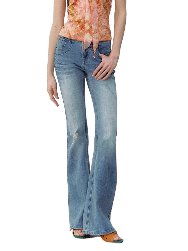 Washed Flared Denim Jeans