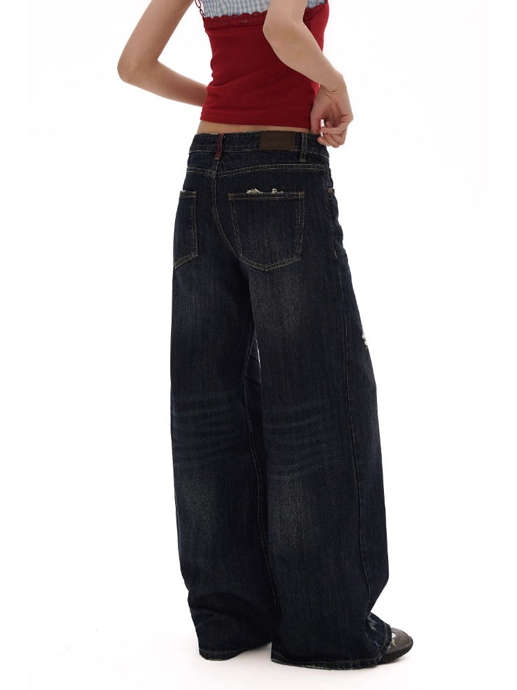 Vintage Cat Whisker Spray Camouflage Denim Capri & Pants