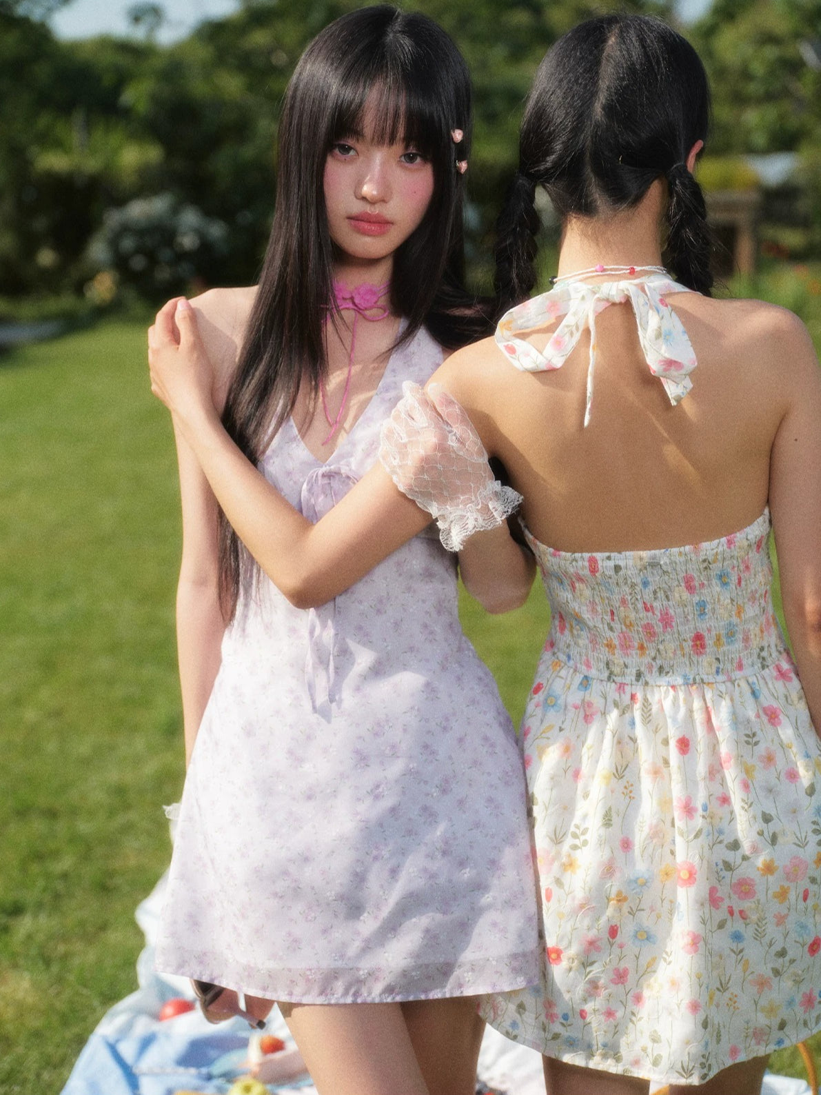 Purple Floral Halter Dress