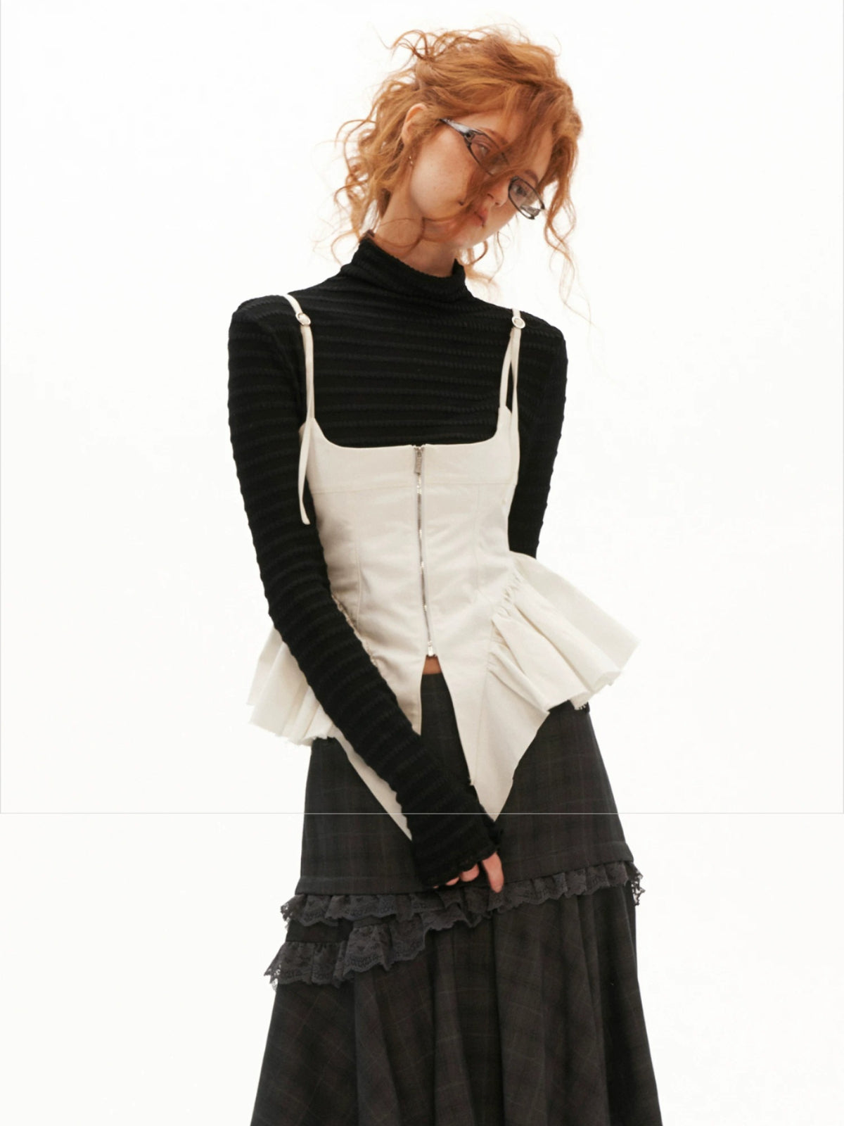 Structured Twill Corset Camisole Top