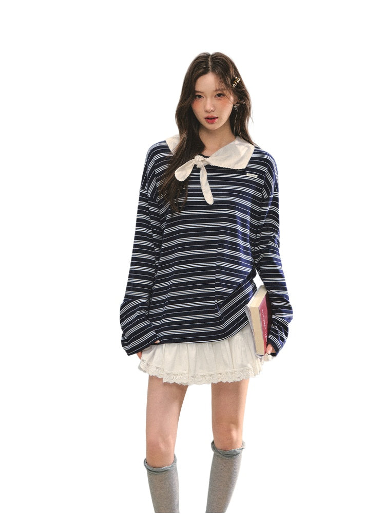 Bow Tie Stripe Long-Sleeve T-Shirt