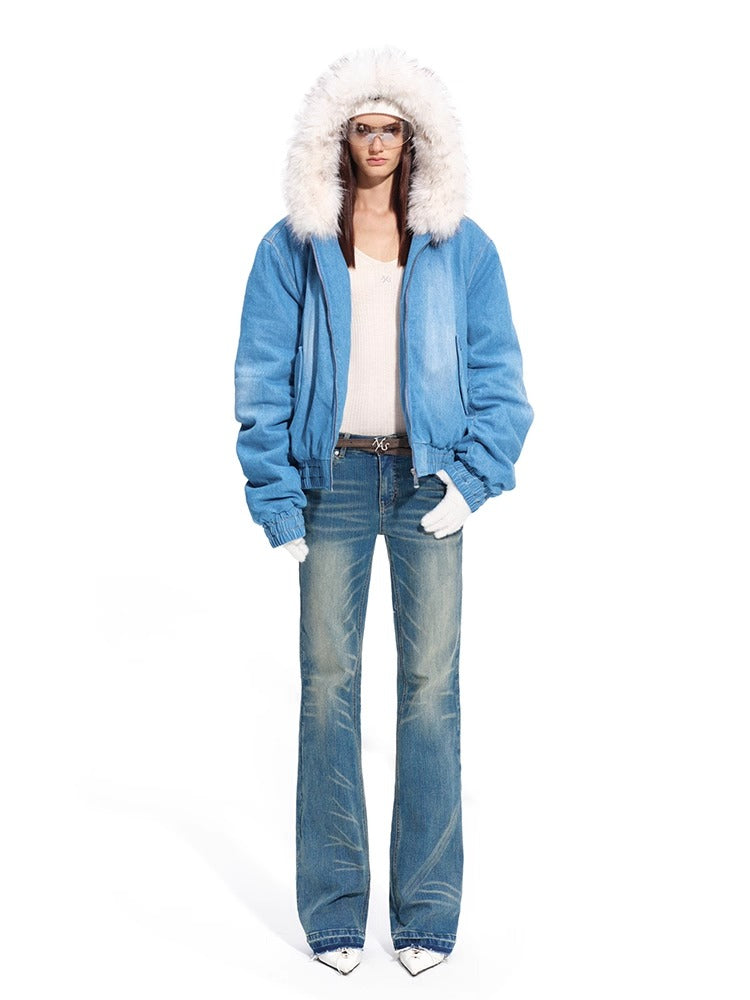 "Savanna Series" Plains Washed Denim Straight-Leg Jeans
