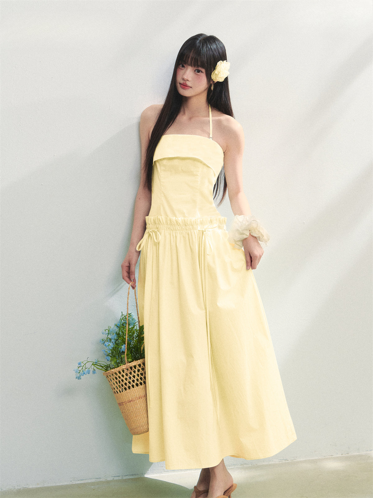 Tie-Waist Strapless Dress