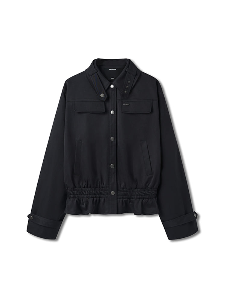 Fine Twill Wrinkle-Resistant Hem Pleated Silhouette Coat